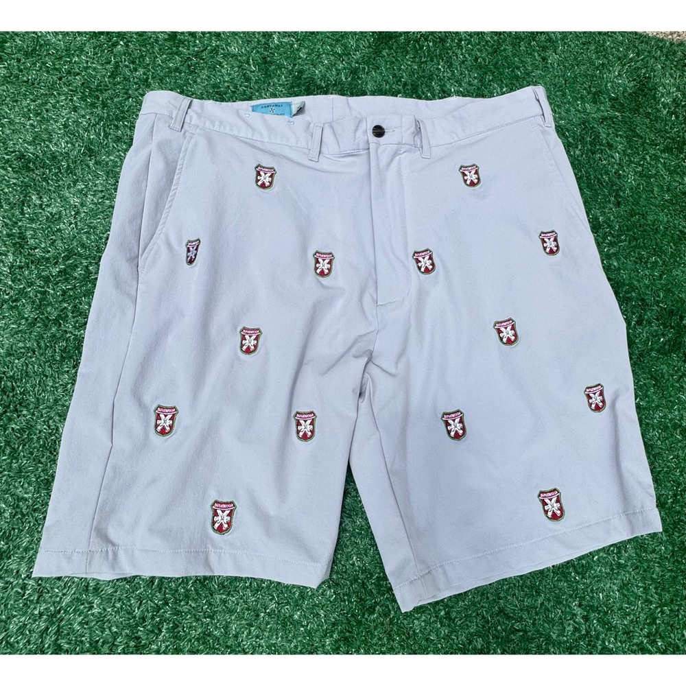 Castaway Nantucket Island Mens Grey Embroidered Crest Performance Shorts Size 40